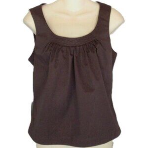 TALBOTS Pleated Ruched Zipper Closure Brown Sleeveless Tank Large Size 12